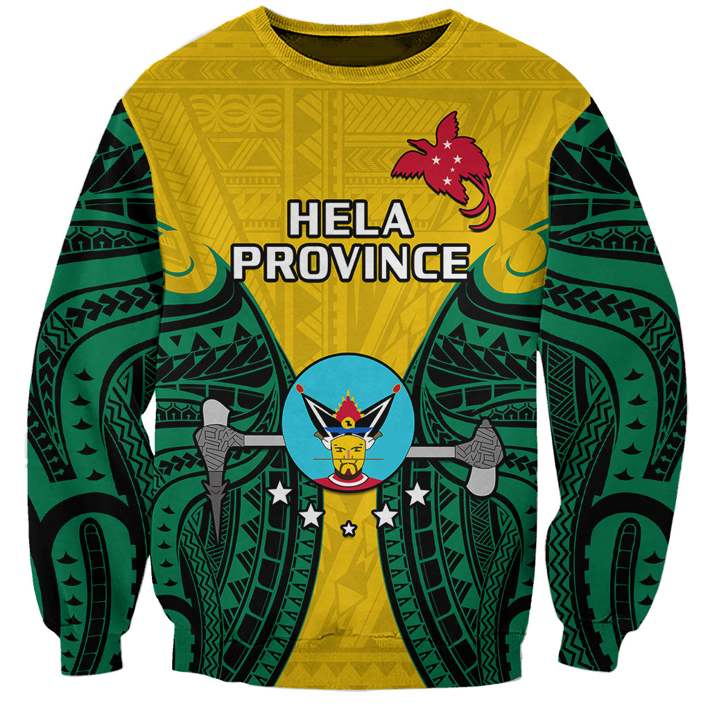 Papua New Guinea Sweatshirt Hela Province Mix Coat Of Arms Polynesian Art LT14 Unisex Yellow - Polynesian Pride