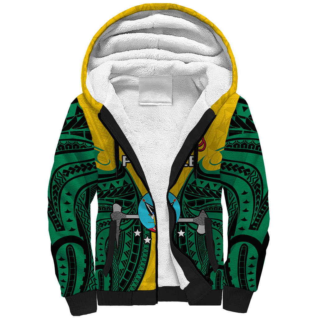 (Custom Personalised) Papua New Guinea Sherpa Hoodie Hela Province Mix Coat Of Arms Polynesian Art LT14 Unisex Yellow - Polynesian Pride
