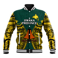 Papua New Guinea Baseball Jacket Jiwaka Province Mix Coat Of Arms Polynesian Art LT14 Unisex Green - Polynesian Pride
