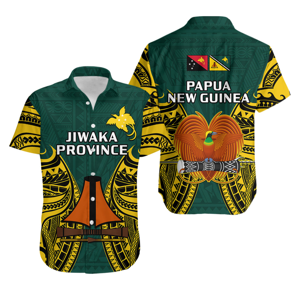 Papua New Guinea Hawaiian Shirt Jiwaka Province Mix Coat Of Arms Polynesian Art LT14 Green - Polynesian Pride