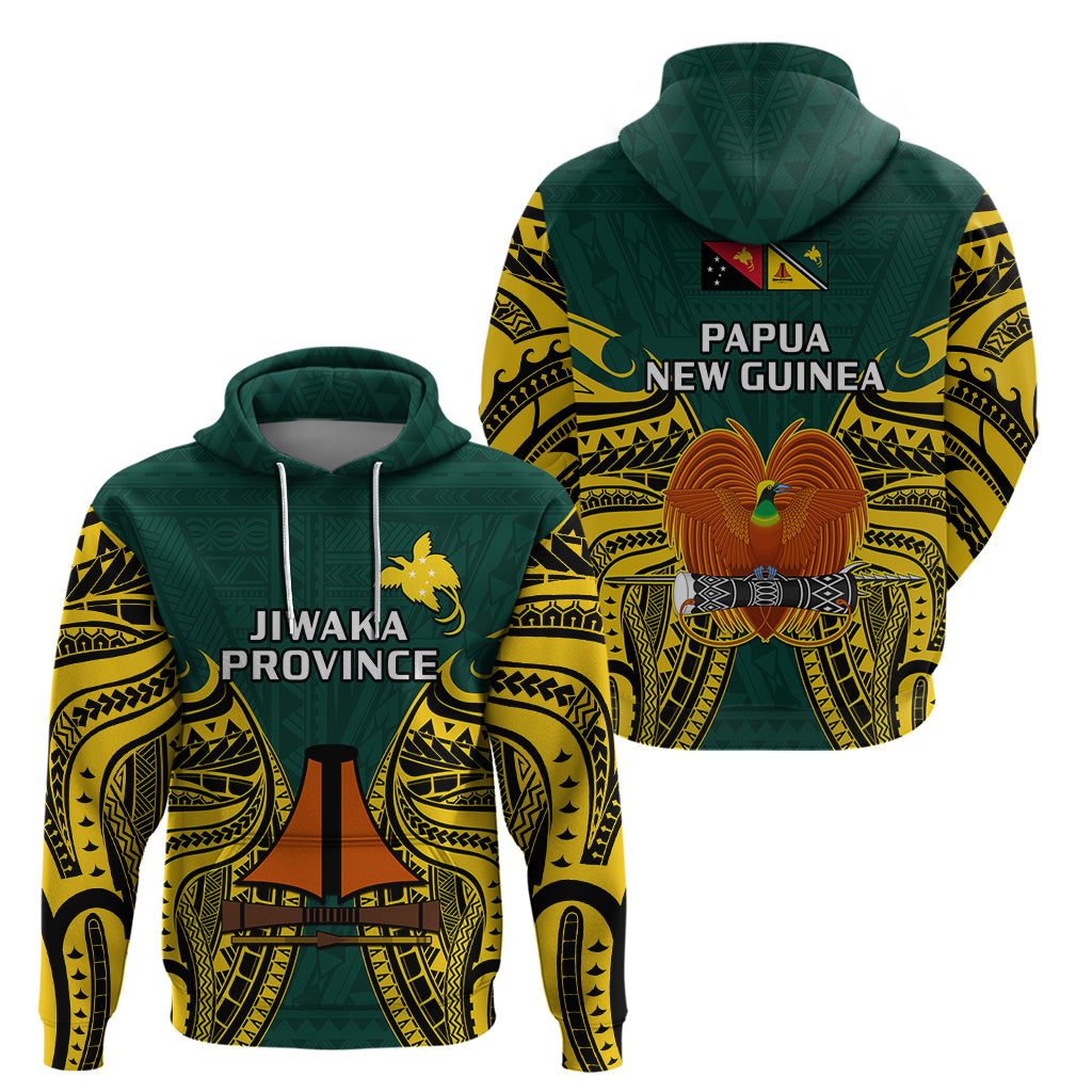 Papua New Guinea Hoodie Jiwaka Province Mix Coat of Arms Polynesian Art LT14 Green - Polynesian Pride