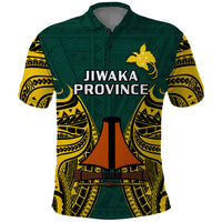 Papua New Guinea Polo Shirt Jiwaka Province Mix Coat Of Arms Polynesian Art LT14 Green - Polynesian Pride