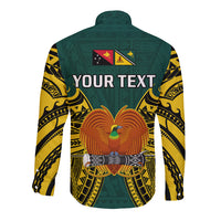 (Custom Personalised) Papua New Guinea Long Sleeve Button Shirt Jiwaka Province Mix Coat Of Arms Polynesian Art LT14 - Polynesian Pride