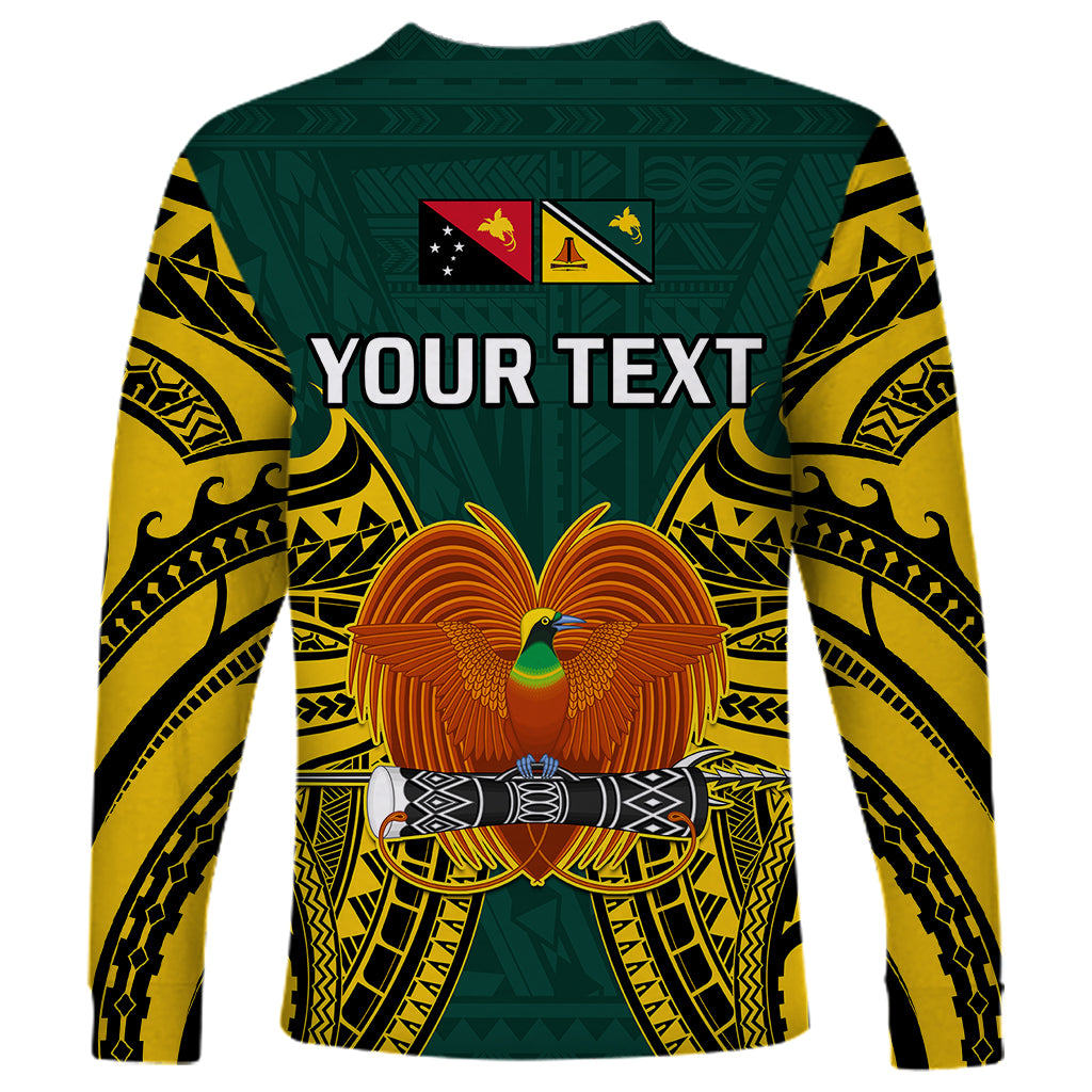 (Custom Personalised) Papua New Guinea Long Sleeve Shirt Jiwaka Province Mix Coat Of Arms Polynesian Art LT14 - Polynesian Pride