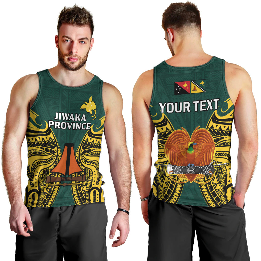 (Custom Personalised) Papua New Guinea Men Tank Top Jiwaka Province Mix Coat Of Arms Polynesian Art LT14 - Polynesian Pride