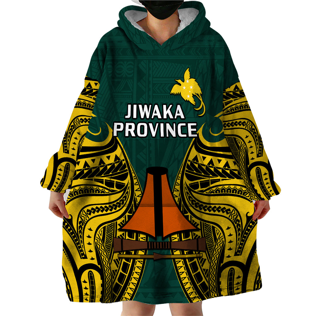 (Custom Personalised) Papua New Guinea Wearable Blanket Hoodie Jiwaka Province Mix Coat Of Arms Polynesian Art LT14 - Polynesian Pride