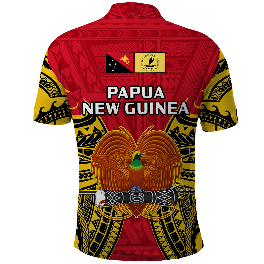 Papua New Guinea Polo Shirt National Capital District Mix Coat Of Arms Polynesian Art LT14 - Polynesian Pride