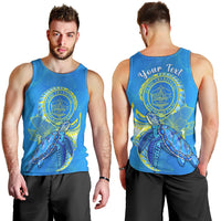 (Custom Personalised) Palau Men Tank Top Hibiscus Turtle Mix Coat Of Arms Blue Version LT14 - Polynesian Pride