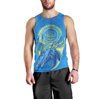(Custom Personalised) Palau Men Tank Top Hibiscus Turtle Mix Coat Of Arms Blue Version LT14 - Polynesian Pride