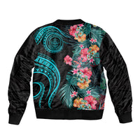 Palau Bomber Jacket Tropical Flowers With Polynesian Pattern LT14 - Polynesian Pride
