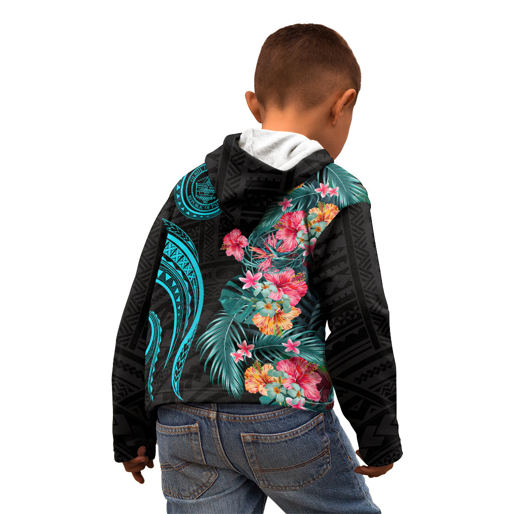 Palau Kid Hoodie Tropical Flowers With Polynesian Pattern LT14 - Polynesian Pride