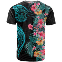 Palau T Shirt Tropical Flowers With Polynesian Pattern LT14 - Polynesian Pride