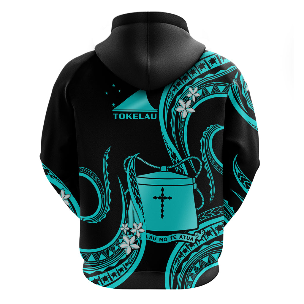 Tokelau Hoodie Tokelauan Tatau With Badge Light Turquoise LT14 - Polynesian Pride