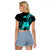 Tokelau Raglan Cropped T Shirt Tokelauan Tatau With Badge Light Turquoise LT14 - Polynesian Pride