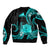 Tokelau Sleeve Zip Bomber Jacket Tokelauan Tatau With Badge Light Turquoise LT14 - Polynesian Pride