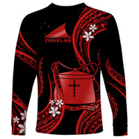 Tokelau Long Sleeve Shirt Tokelauan Tatau With Badge Red LT14 - Polynesian Pride