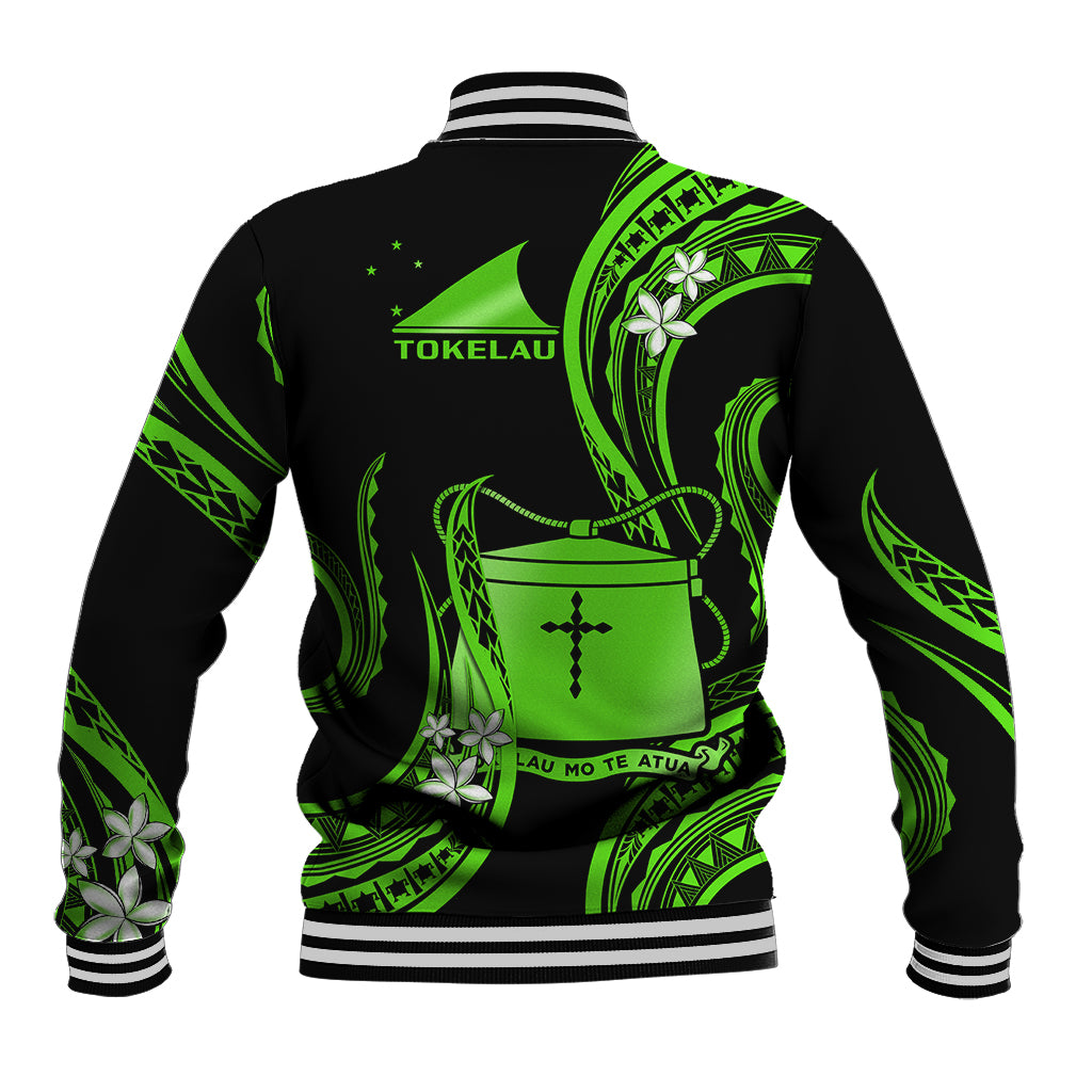Tokelau Baseball Jacket Tokelauan Tatau With Badge Green LT14 - Polynesian Pride