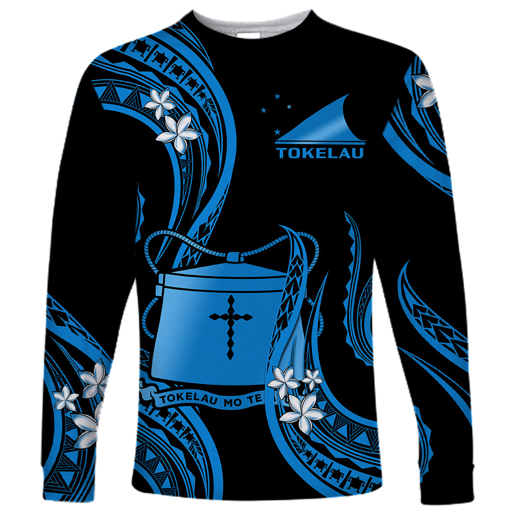 Tokelau Long Sleeve Shirt Tokelauan Tatau With Badge Blue LT14 Unisex Blue - Polynesian Pride