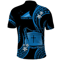 Tokelau Polo Shirt Tokelauan Tatau With Badge Blue LT14 - Polynesian Pride