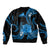 Tokelau Sleeve Zip Bomber Jacket Tokelauan Tatau With Badge Blue LT14 - Polynesian Pride