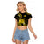 Tokelau Raglan Cropped T Shirt Tokelauan Tatau With Badge Yellow LT14 Female Yellow - Polynesian Pride