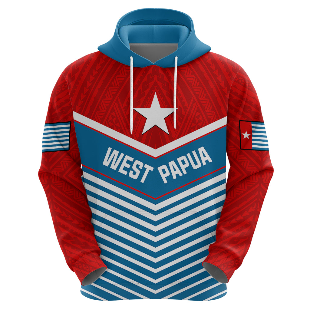 Custom West Papua Hoodie Coat of Arms and Morning Star Flag LT14 Zip Hoodie Blue - Polynesian Pride