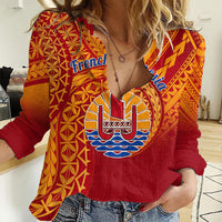 French Polynesia Women Casual Shirt Happy Internal Autonomy Day LT14 Female Red - Polynesian Pride