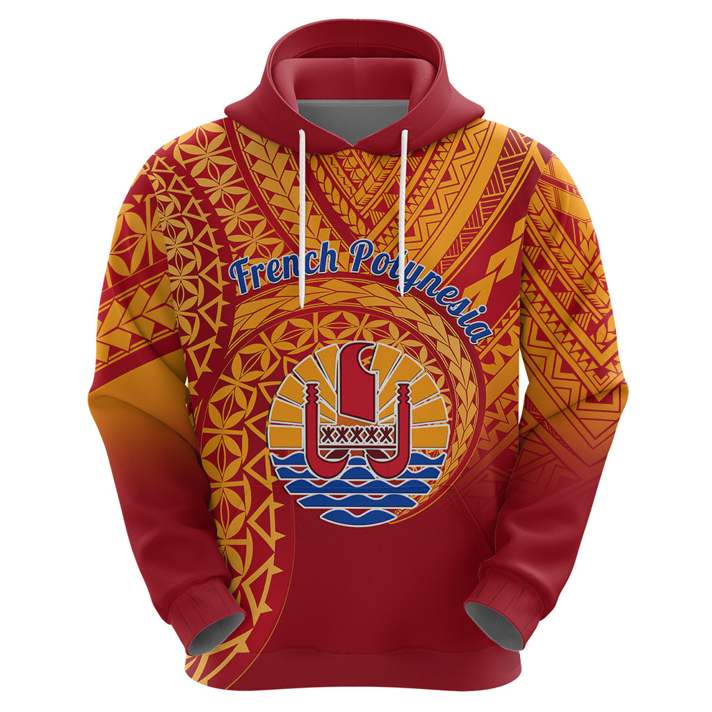 Custom French Polynesia Hoodie Happy Internal Autonomy Day LT14 Zip Hoodie Red - Polynesian Pride