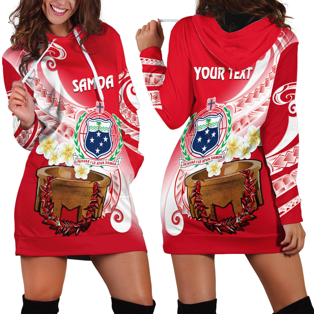 (Custom Personalised) Samoa Hoodie Dress Ula Fala Kava Bowl Plumeria Polynesian Red LT14 Red - Polynesian Pride