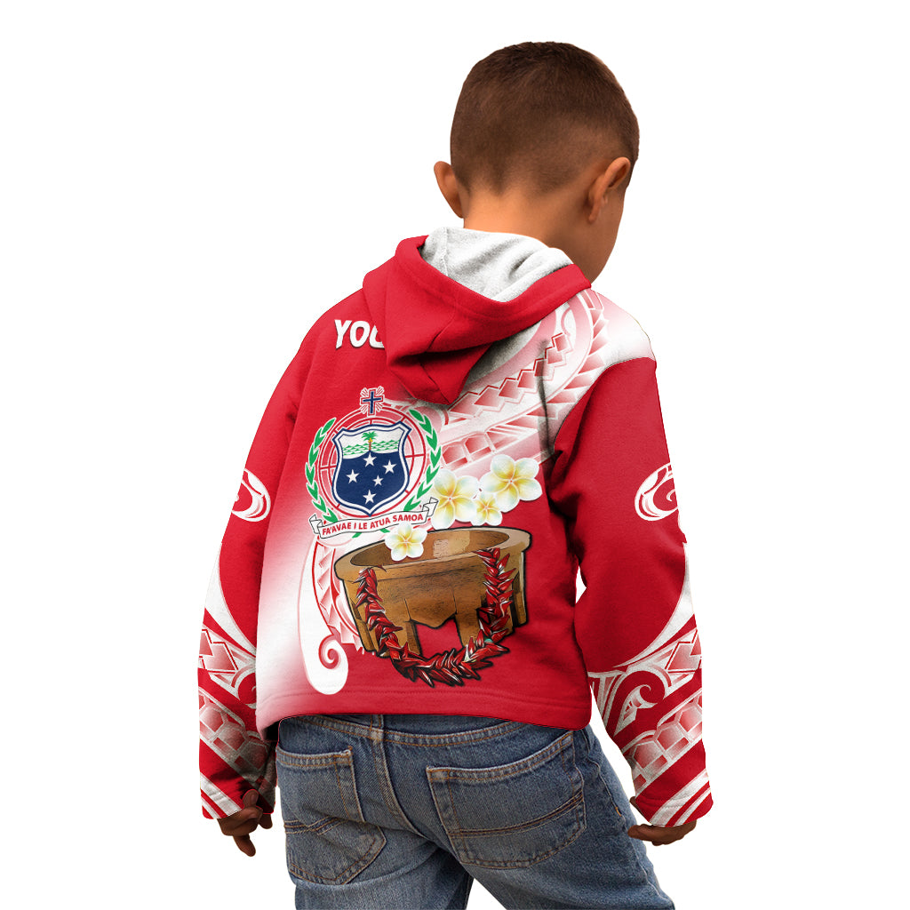 (Custom Personalised) Samoa Kid Hoodie Ula Fala Kava Bowl Plumeria Polynesian Red LT14 - Polynesian Pride