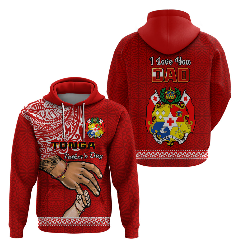 Tonga Fathers Day Hoodie Red Tongan Ngatu I Love You Dad LT14 Red - Polynesian Pride