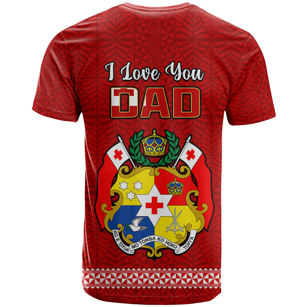 Tonga Fathers Day T Shirt Red Tongan Ngatu I Love You Dad LT14 - Polynesian Pride