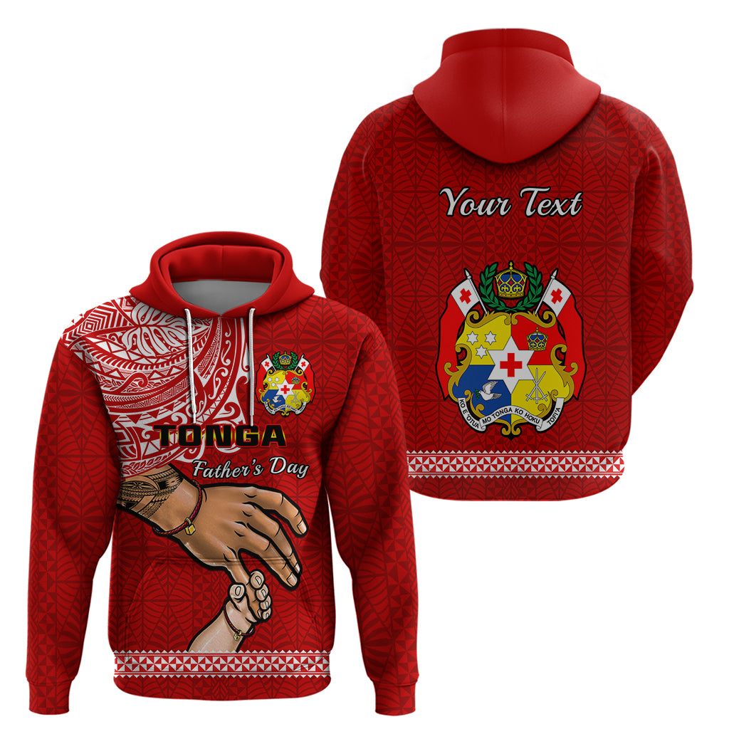 Custom Tonga Fathers Day Hoodie Red Tongan Ngatu I Love You Dad LT14 Pullover Hoodie Red - Polynesian Pride