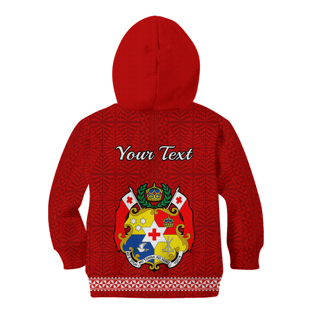 (Custom Personalised) Tonga Fathers Day Kid Hoodie Red Tongan Ngatu I Love You Dad LT14 - Polynesian Pride