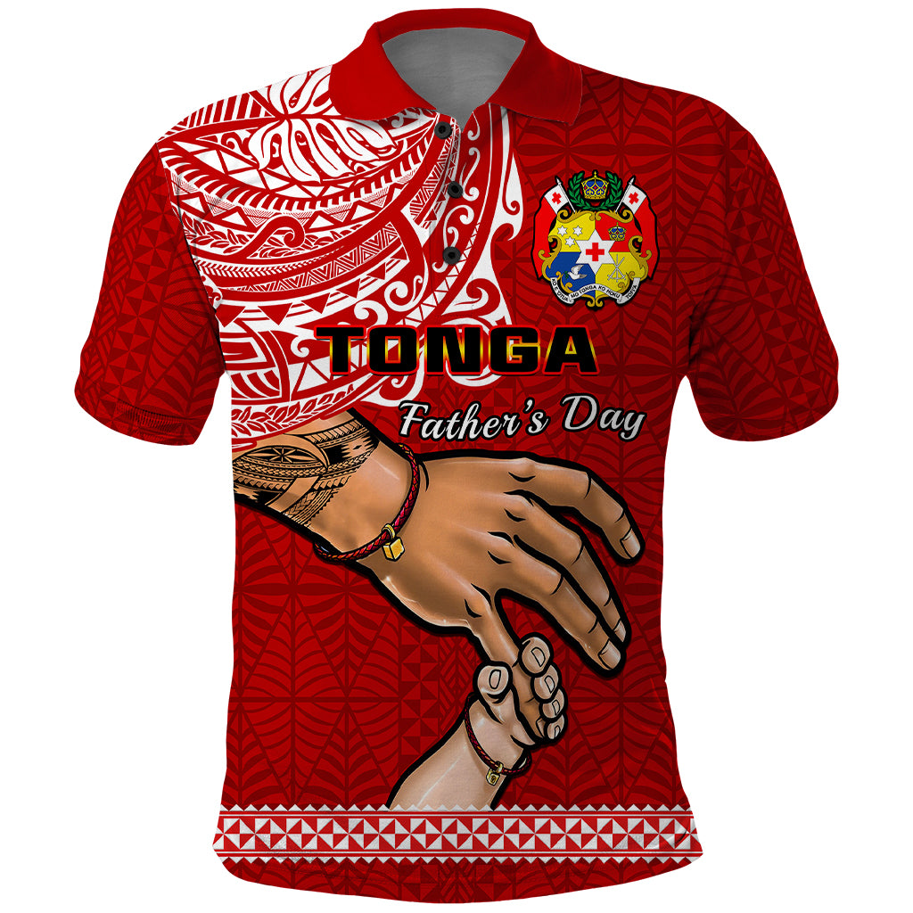 Custom Tonga Fathers Day Polo Shirt Red Tongan Ngatu I Love You Dad LT14 Red - Polynesian Pride