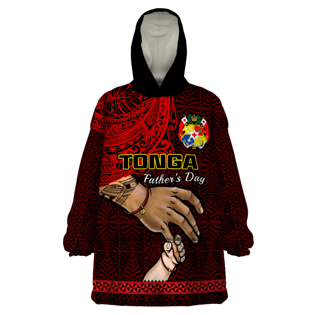 Tonga Fathers Day Wearable Blanket Hoodie Black Tongan Ngatu I Love You Dad LT14 One Size Black - Polynesian Pride