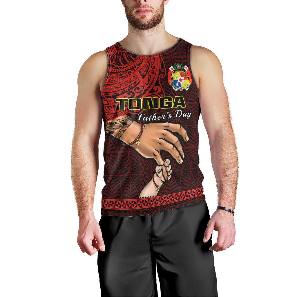 (Custom Personalised) Tonga Fathers Day Men Tank Top Black Tongan Ngatu I Love You Dad LT14 - Polynesian Pride