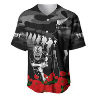 (Custom Text And Number) New Zealand ANZAC Rugby Baseball Jersey Silver Fern All Black Camouflage Mix Poppy LT14 - Polynesian Pride