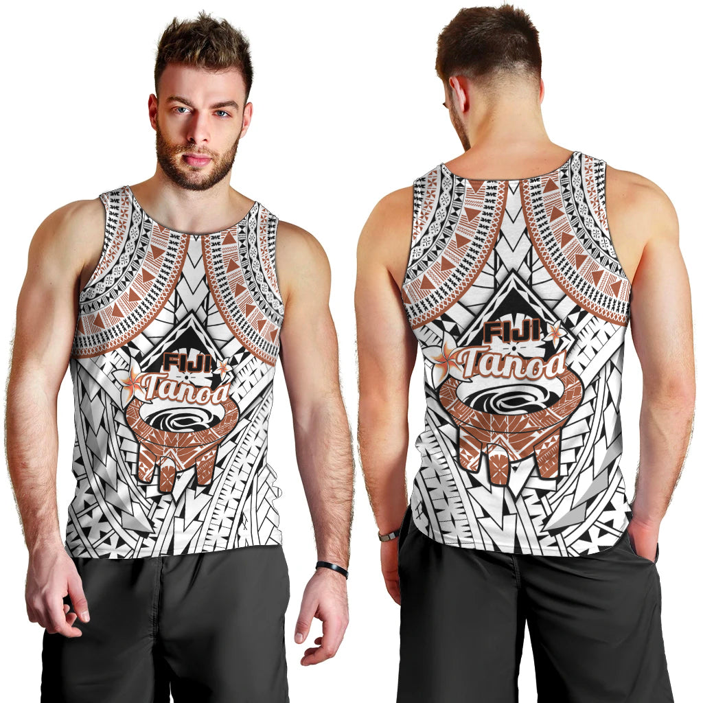 Fiji Tanoa Men Tank Top Kava Bowl Fijian Tapa Brown Pattern LT14 - Polynesian Pride