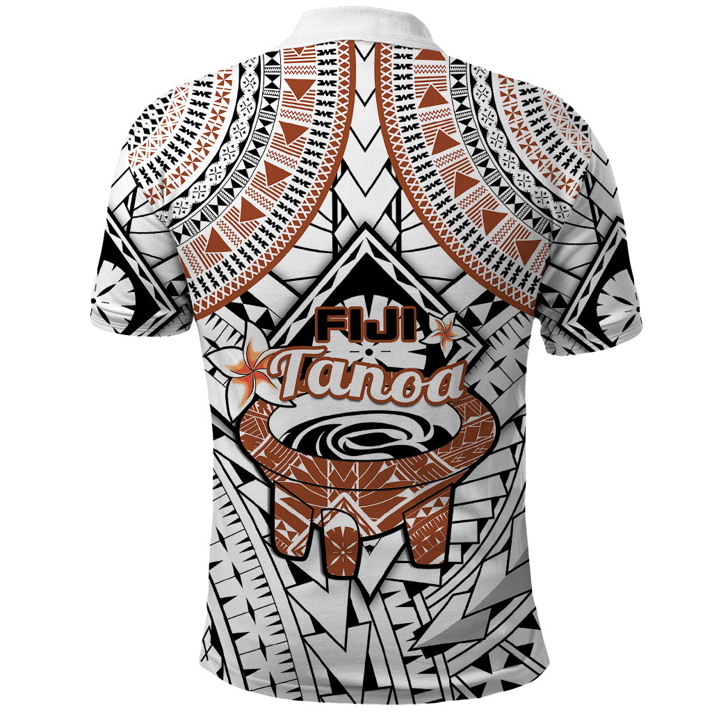Fiji Tanoa Polo Shirt Kava Bowl Fijian Tapa Brown Pattern LT14 - Polynesian Pride