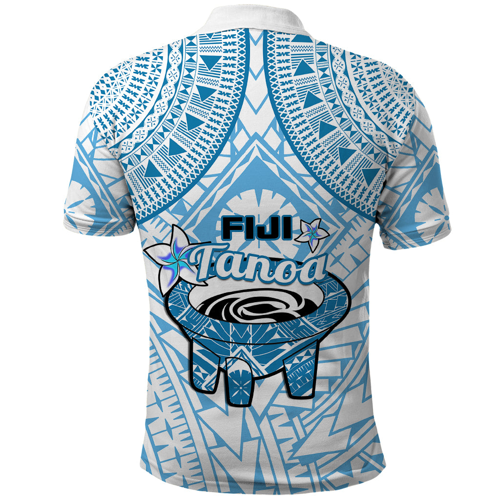 Fiji Tanoa Polo Shirt Kava Bowl Fijian Tapa Blue Pattern LT14 - Polynesian Pride