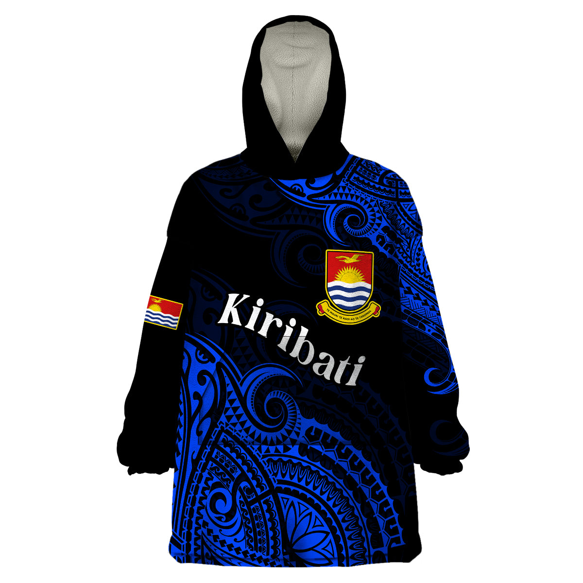 (Custom Personalised) Ribaberiki Kiribati Coat Of Arms Mix Blue Polynesian Wearable Blanket Hoodie LT14 Unisex One Size - Polynesian Pride