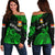 (Custom Personalised) Ribaberiki Kiribati Coat Of Arms Mix Green Polynesian Off Shoulder Sweater LT14 Women Green - Polynesian Pride