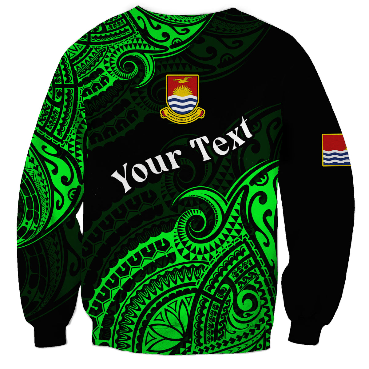 (Custom Personalised) Ribaberiki Kiribati Coat Of Arms Mix Green Polynesian Sweatshirt LT14 - Polynesian Pride