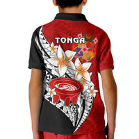 Tonga Kava Bowl Kid Polo Shirt Tongan Kupesi Ngatu Pattern Black LT14 - Polynesian Pride