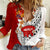 Tonga Kava Bowl Women Casual Shirt Tongan Kupesi Ngatu Pattern White LT14 Female Red - Polynesian Pride