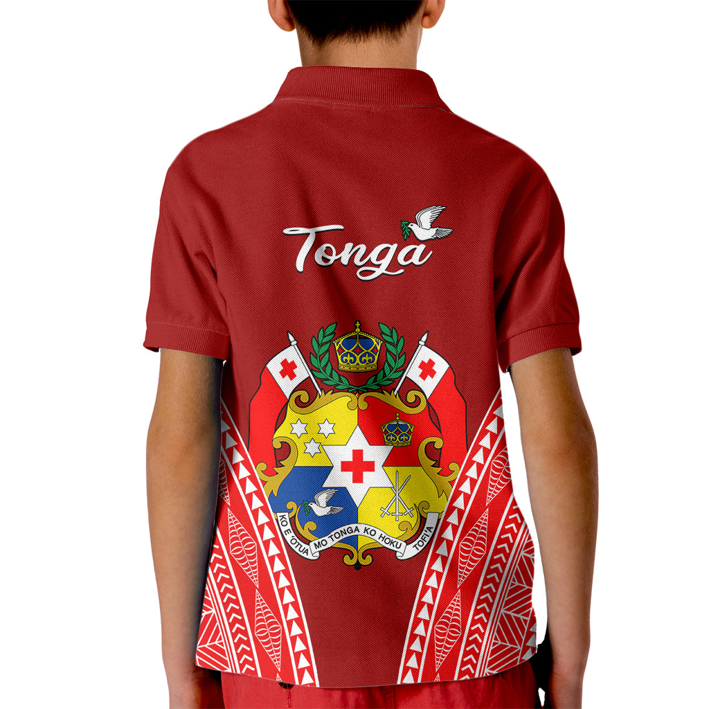 Tonga Heilala Flowers Kid Polo Shirt Tongan Ngatu White Special Verison LT14 - Polynesian Pride
