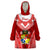 Tonga Heilala Flowers Wearable Blanket Hoodie Tongan Ngatu White Special Verison LT14 One Size Red - Polynesian Pride