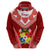 Custom Tonga Heilala Flowers Hoodie Tongan Ngatu White Special Verison LT14 Zip Hoodie Red - Polynesian Pride