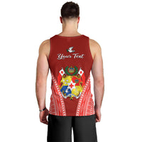 (Custom Personalised) Tonga Heilala Flowers Men Tank Top Tongan Ngatu White Special Verison LT14 - Polynesian Pride